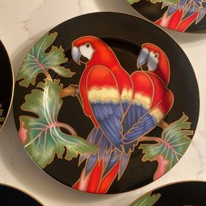 Vintage Fitz & Floyd Jungle Parrot Dessert Plates Set of 4